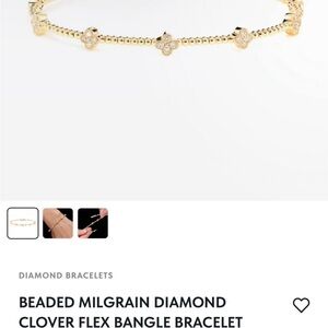 Milgrain Diamond Clover Gold Bangle Bracelet